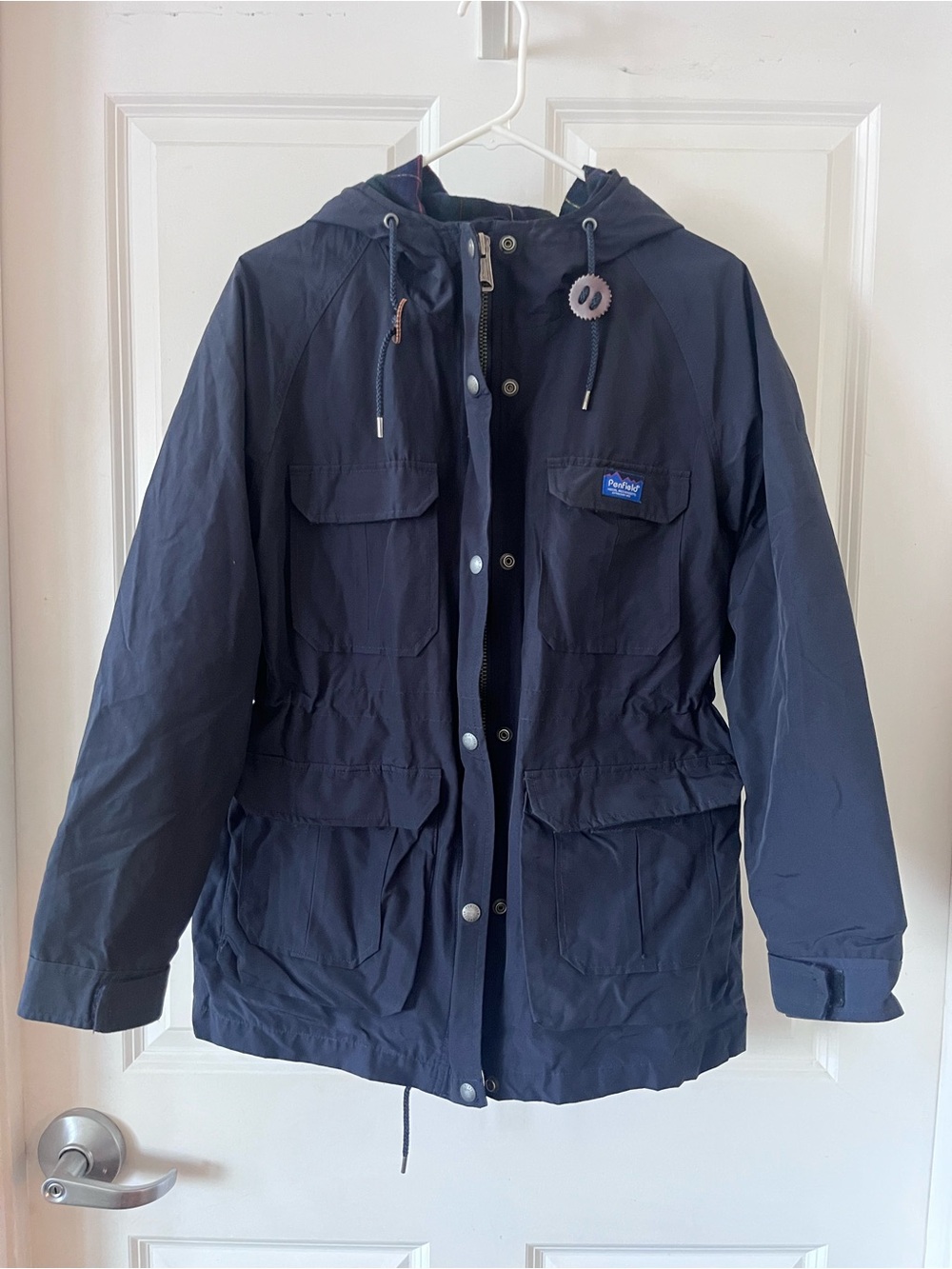 Penfield Blue and Red Logo Rugged Outdoor Apparel Label weatherproof many pocket